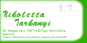 nikoletta tarkanyi business card